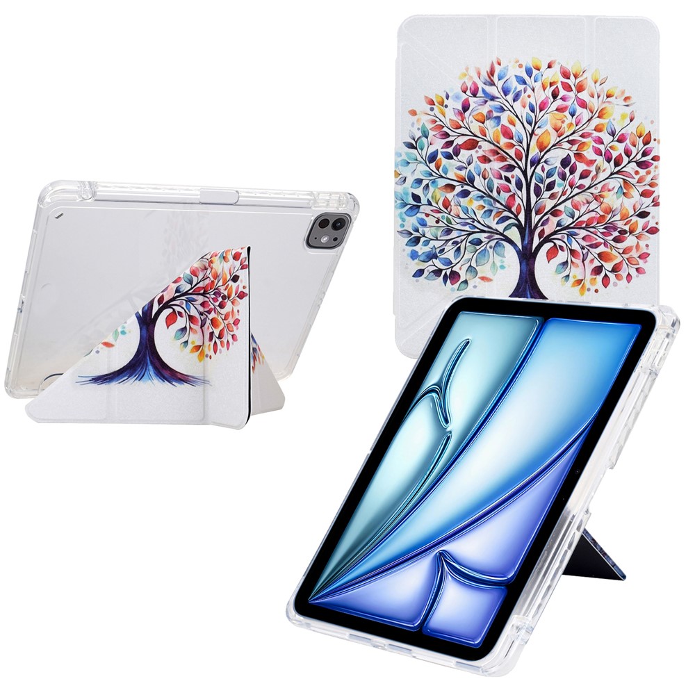 Tablet Case For iPad Air 11 (2025) / (2024) / Air (2022) / (2020) / Pro 11 (2022) / (2021) / (2020) / (2018) , Pattern Leather + Acrylic Cover - Colorful Tree