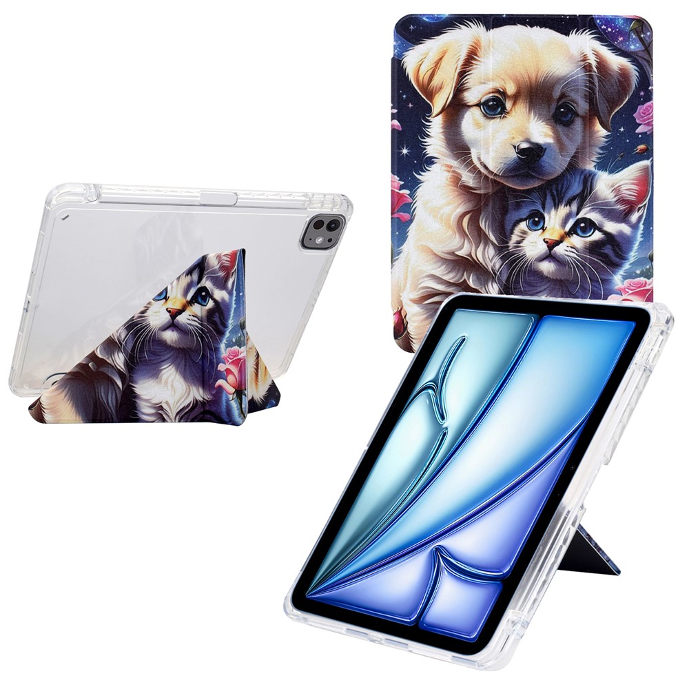 Tablet Case For iPad Air 11 (2025) / (2024) / Air (2022) / (2020) / Pro 11 (2022) / (2021) / (2020) / (2018) , Pattern Leather + Acrylic Cover - Cat and Dog