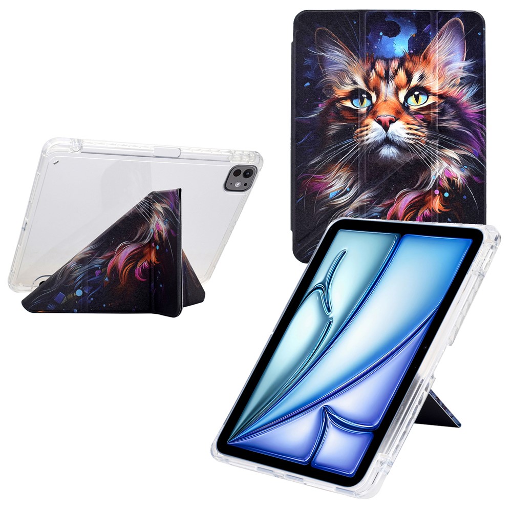 Tablet Case For iPad Air 11 (2025) / (2024) / Air (2022) / (2020) / Pro 11 (2022) / (2021) / (2020) / (2018) , Pattern Leather + Acrylic Cover - Sea Cat