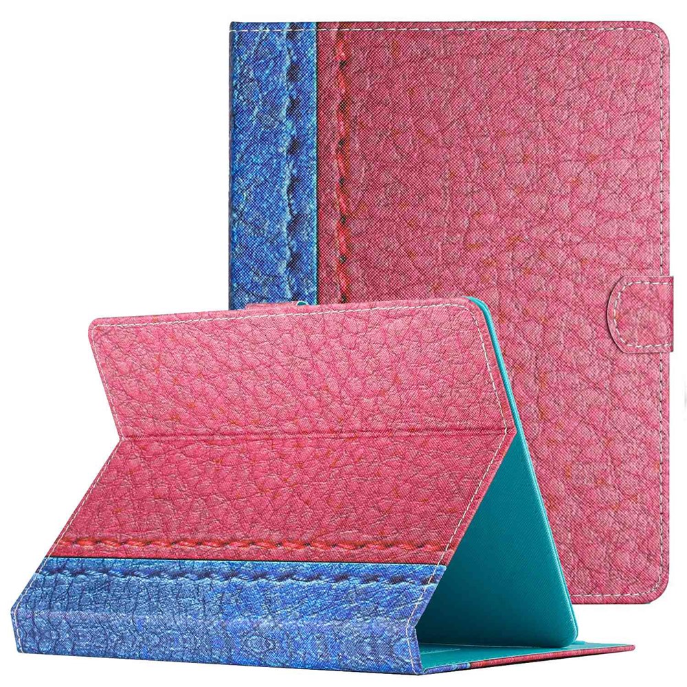 Bi-color Splicing Universal Protective Case for 8-inch Tablet, Stitching PU Leather Stand Card Holder Cover - Rose-1