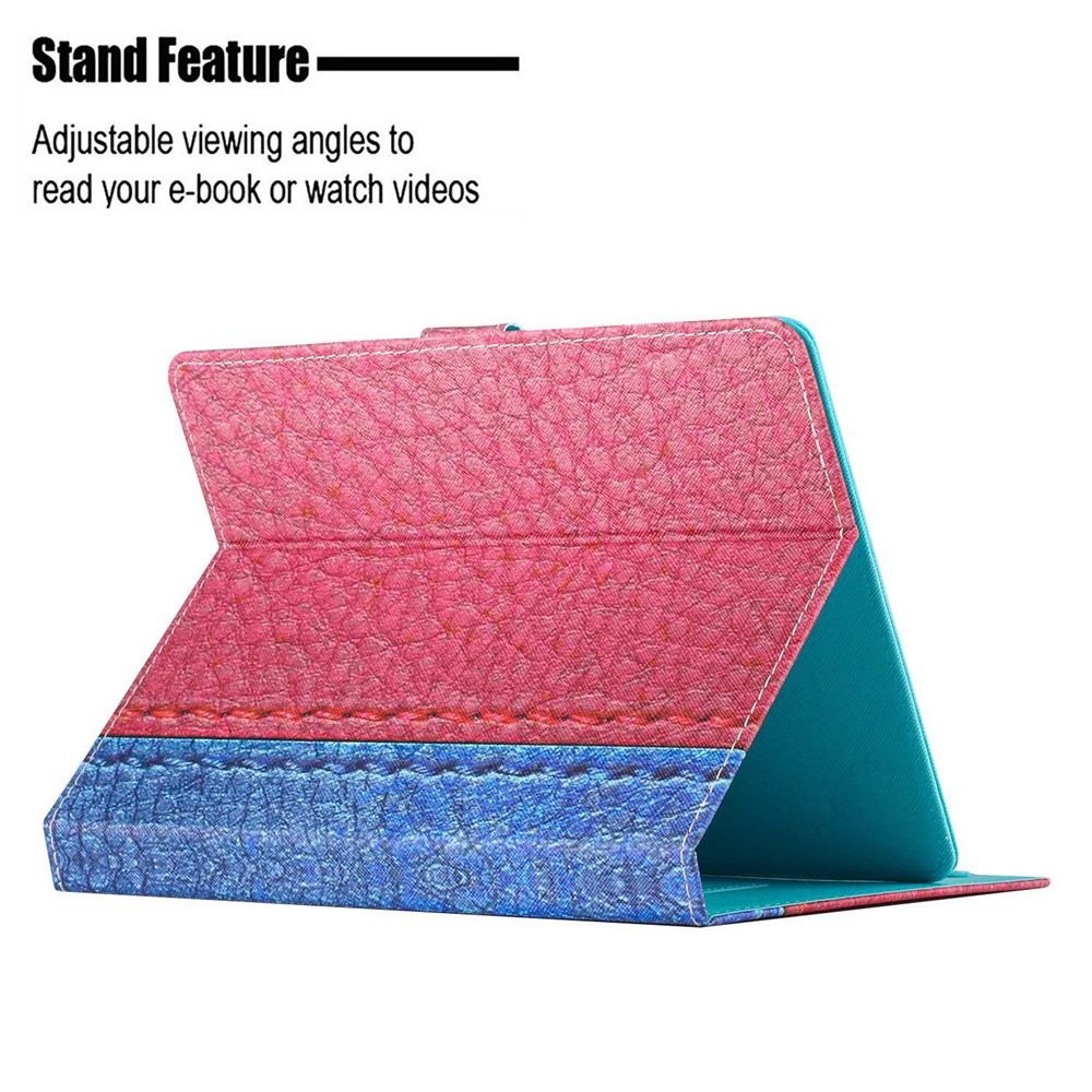 Bi-color Splicing Universal Protective Case for 8-inch Tablet, Stitching PU Leather Stand Card Holder Cover - Rose-3
