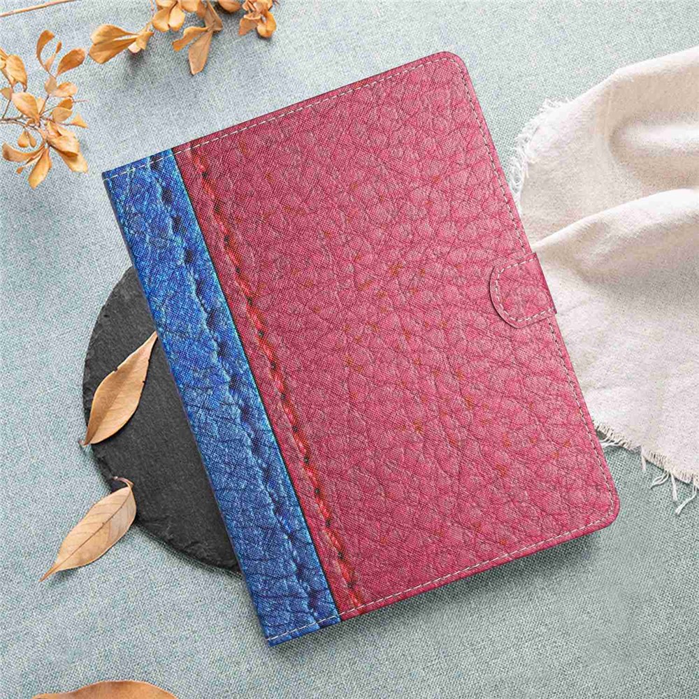Bi-color Splicing Universal Protective Case for 8-inch Tablet, Stitching PU Leather Stand Card Holder Cover - Rose-5