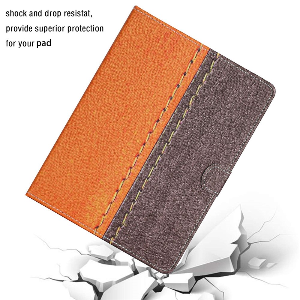 10-inch Tablet Protective Case Bi-color Splicing Stitching PU Leather Anti-scratch Cover with Stand Card Holder - Orange-4
