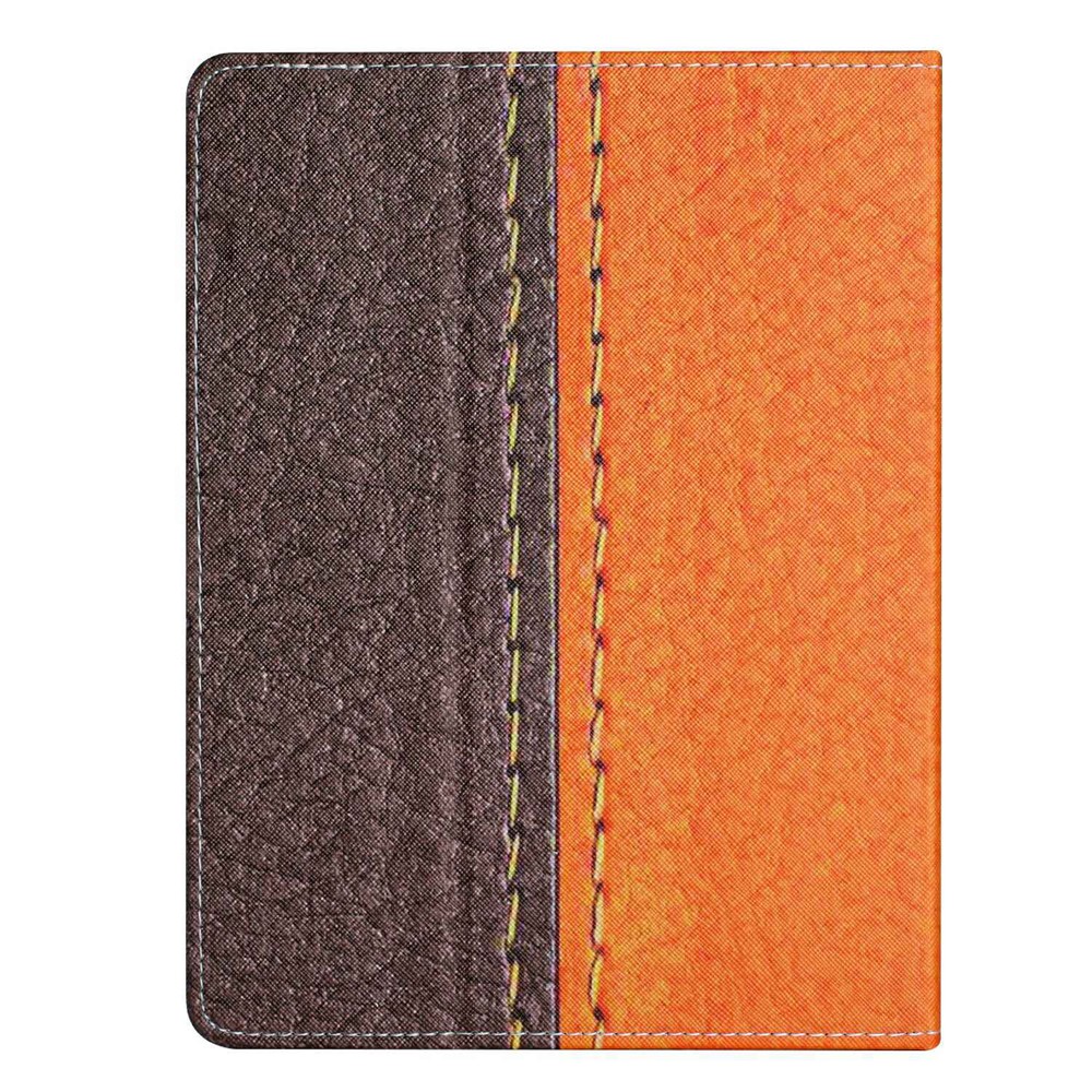 10-inch Tablet Protective Case Bi-color Splicing Stitching PU Leather Anti-scratch Cover with Stand Card Holder - Orange-7