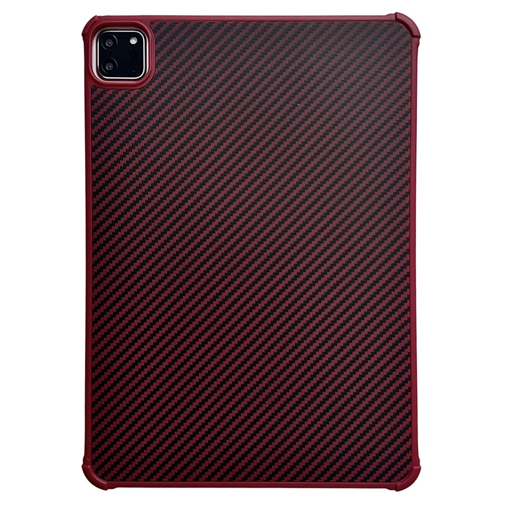 For iPad Pro 11 (2025) / 11 (2024) Magnetic Case Borderless Carbon Fiber Acrylic Tablet Cover - Wine Red