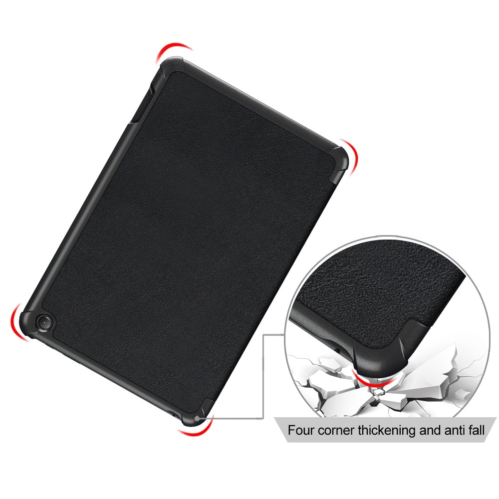 For Amazon Fire 7 (2022) Protective Case PU Leather Tri-fold Stand Shockproof Tablet Cover - Black-7