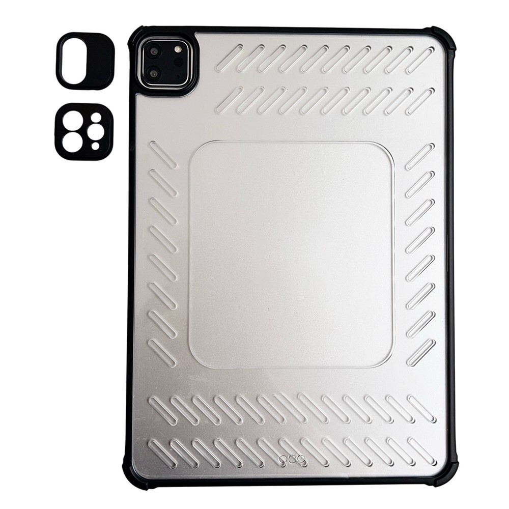 For iPad Pro 11 (2025) / 11 (2024) Case Hollow Frameless Ventilated TPU Acrylic Clear Tablet Cover - Black