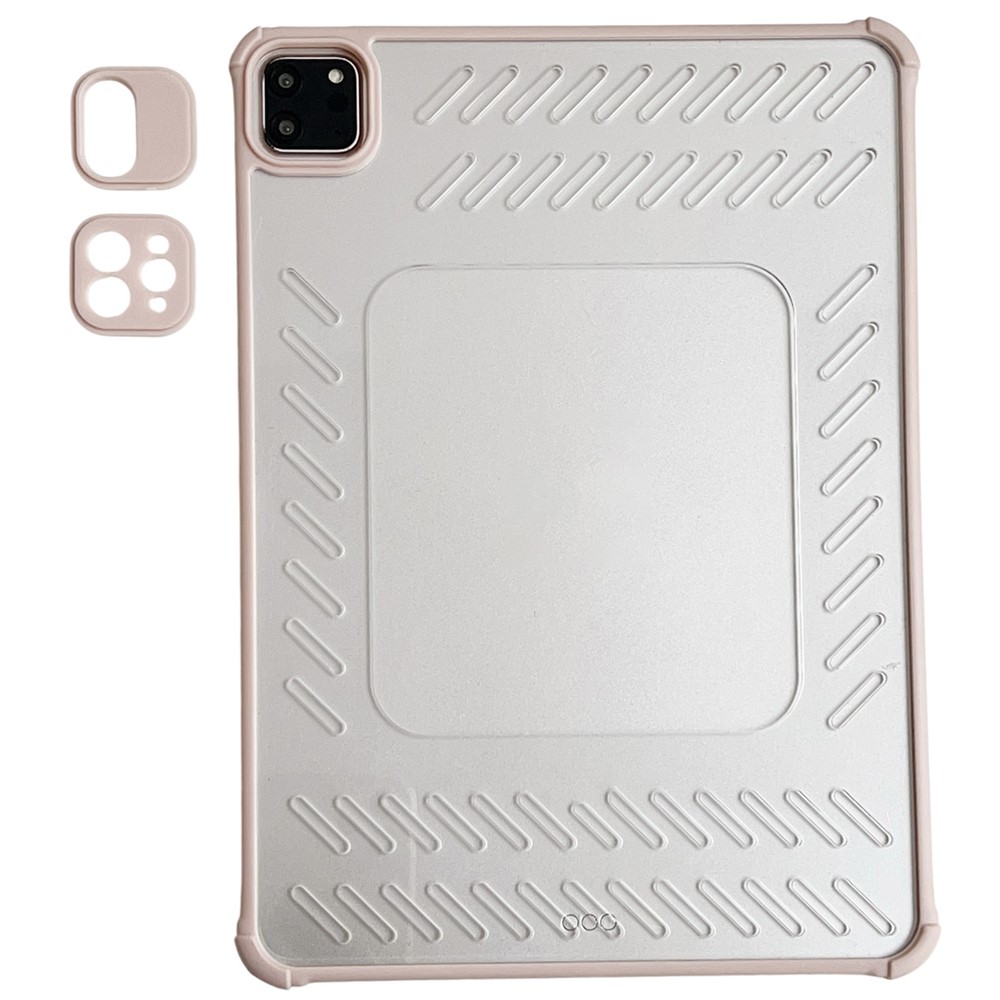 For iPad Pro 11 (2025) / 11 (2024) Case Hollow Frameless Ventilated TPU Acrylic Clear Tablet Cover - Pink