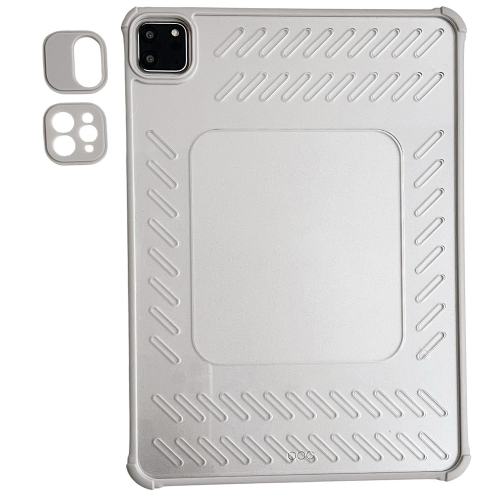 For iPad Pro 11 (2025) / 11 (2024) Case Hollow Frameless Ventilated TPU Acrylic Clear Tablet Cover - Grey