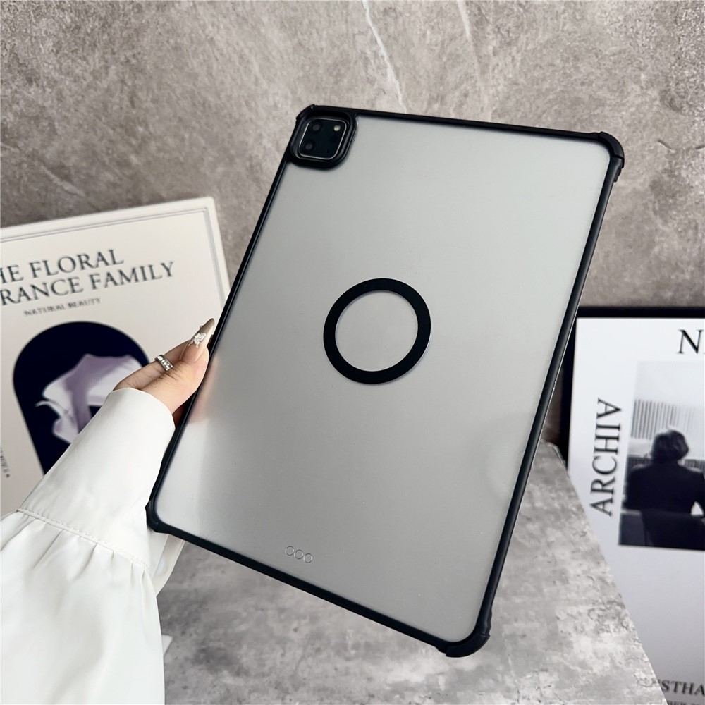 For iPad Air 11 (2025) / (2024) Magnetic Case Frameless TPU Acrylic Clear Tablet Cover - Black