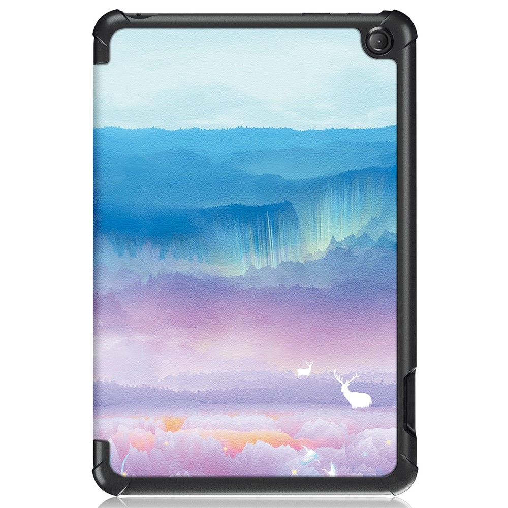 For Amazon Fire 7 (2022) Pattern Printed Protective Case PU Leather Anti-Drop Tablet Cover with Trifold Stand - Fantasy Deer-9