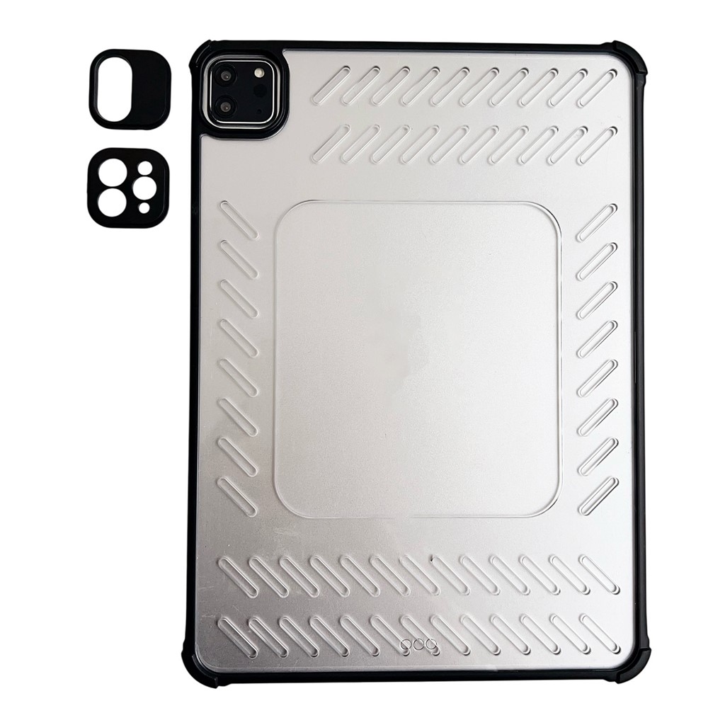 For iPad Air (2022)  /  (2020) Case Hollow Frameless Ventilated TPU Acrylic Clear Tablet Cover - Black