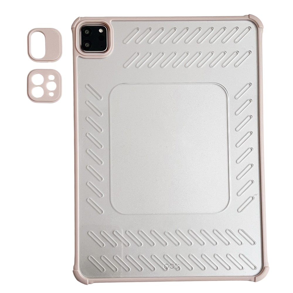 For iPad Air (2022)  /  (2020) Case Hollow Frameless Ventilated TPU Acrylic Clear Tablet Cover - Pink