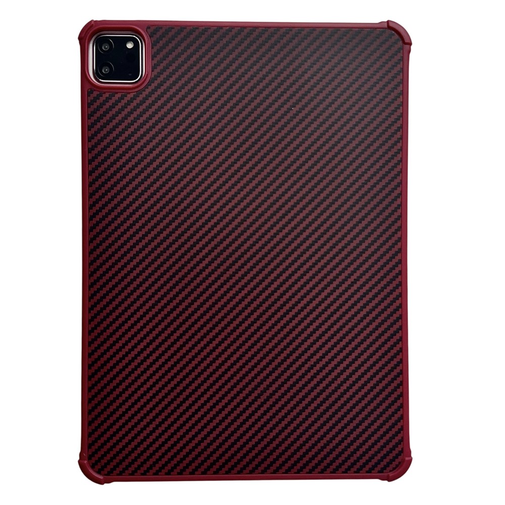 Magnetic Tablet Case For iPad Pro 11 (2022) / (2021) / (2020) / (2018) Borderless Carbon Fiber Acrylic Cover - Wine Red