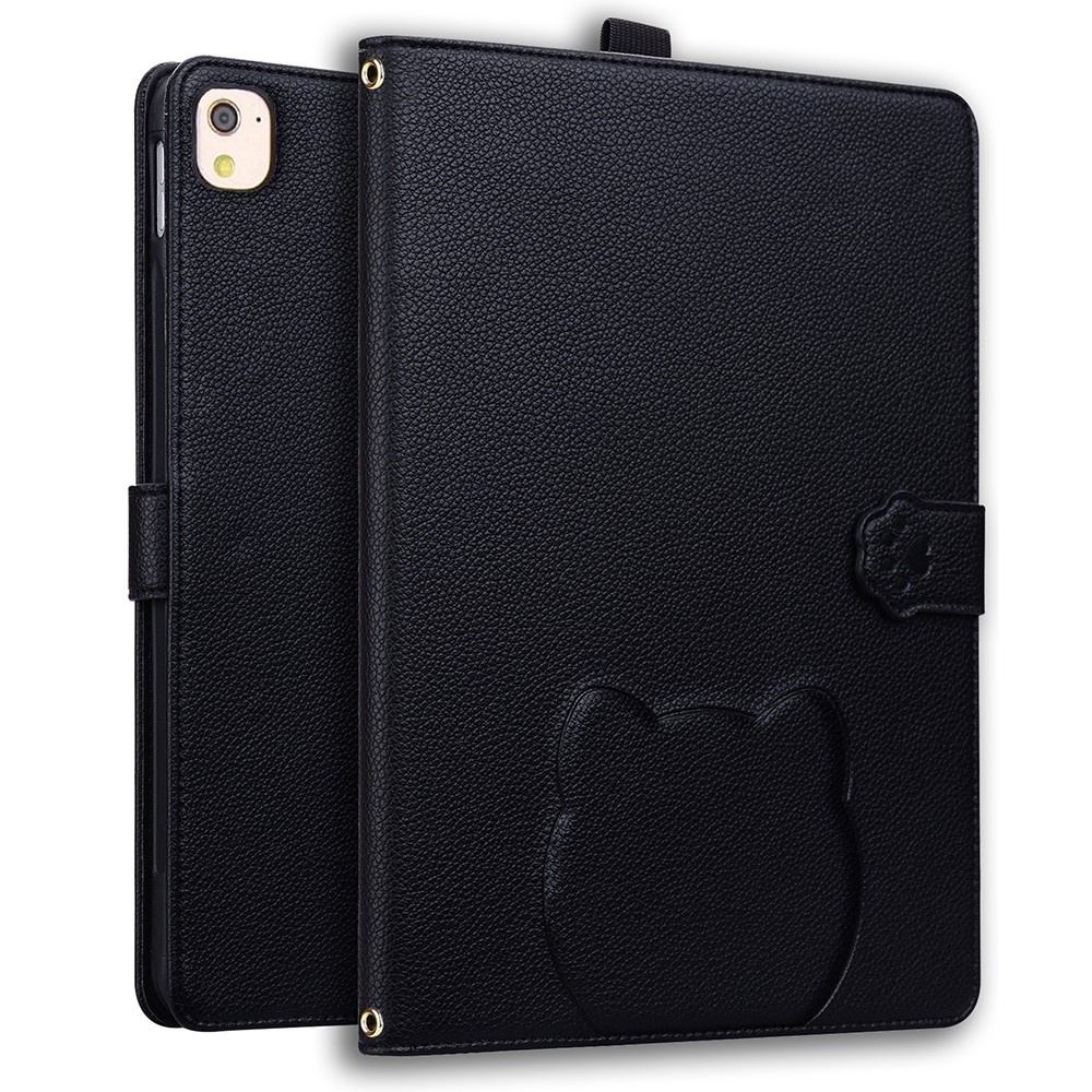 Wallet Case for iPad Air 10.5 inch (2019) / iPad 10.2 (2021) / (2020) / (2019) 3D Effect Cat Pattern Leather Stand Table Cover - Black