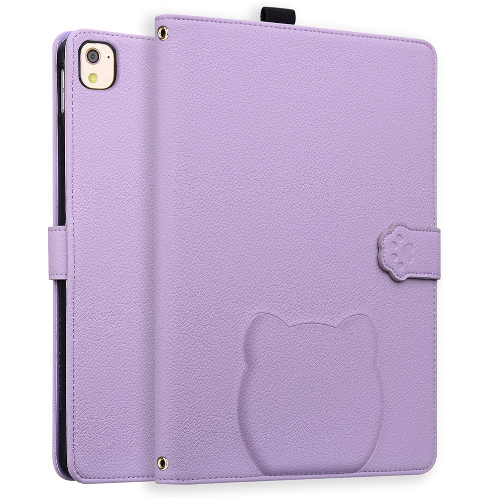 Wallet Case for iPad Air 10.5 inch (2019) / iPad 10.2 (2021) / (2020) / (2019) 3D Effect Cat Pattern Leather Stand Table Cover - Purple