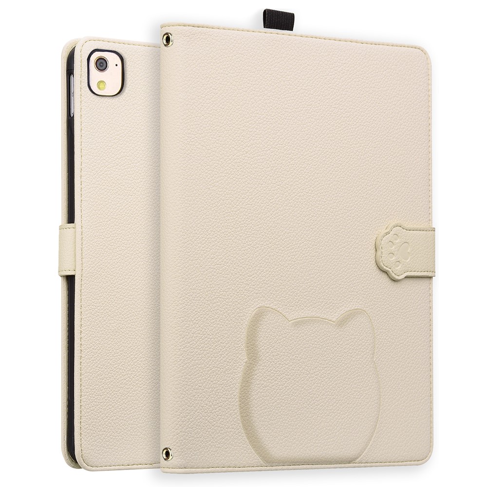 Wallet Case for iPad Air 10.5 inch (2019) / iPad 10.2 (2021) / (2020) / (2019) 3D Effect Cat Pattern Leather Stand Table Cover - Apricot