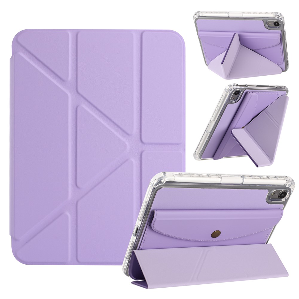 For iPad mini (2024) / (2021) Case Origami Stand Wallet PU Leather Smart Tablet Cover with Pencil Slot - Purple