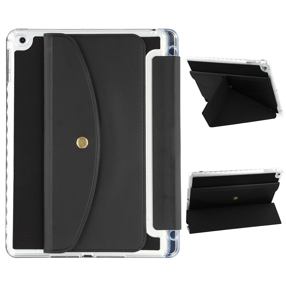 Smart Tablet Case For iPad 9.7-inch (2018) / (2017) / Air 2 / Air (2013) Origami Stand Wallet PU Leather Cover with Pencil Slot - Black