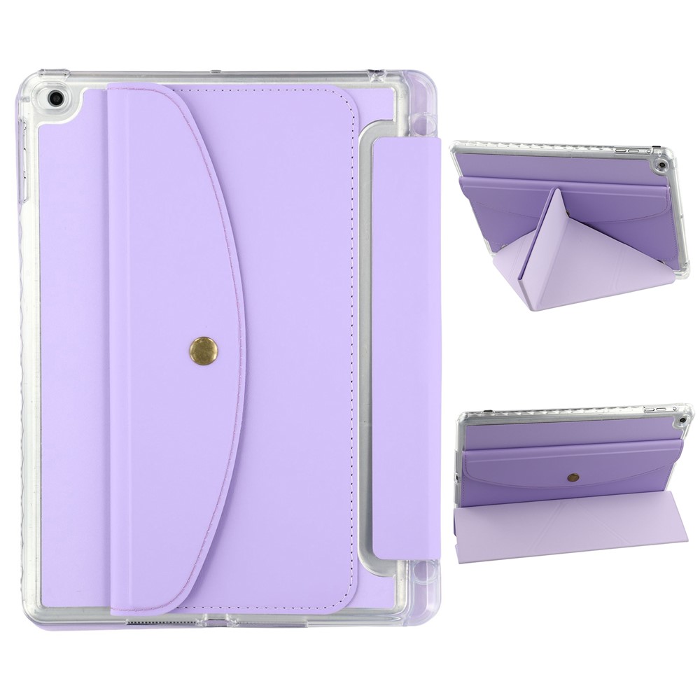 Smart Tablet Case For iPad 9.7-inch (2018) / (2017) / Air 2 / Air (2013) Origami Stand Wallet PU Leather Cover with Pencil Slot - Purple