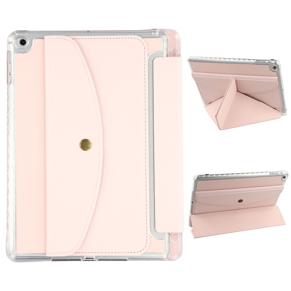 Smart Tablet Case For iPad 9.7-inch (2018) / (2017) / Air 2 / Air (2013) Origami Stand Wallet PU Leather Cover with Pencil Slot - Pink