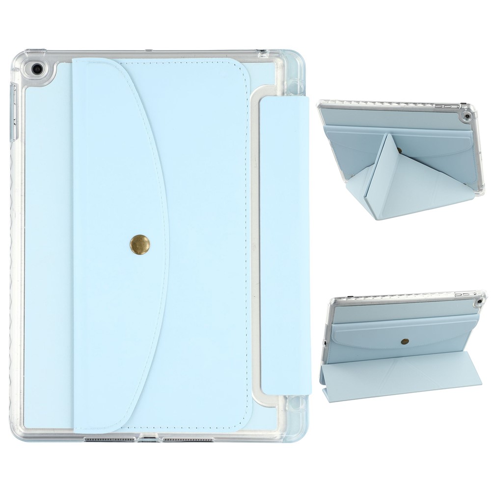 Smart Tablet Case For iPad 9.7-inch (2018) / (2017) / Air 2 / Air (2013) Origami Stand Wallet PU Leather Cover with Pencil Slot - Blue