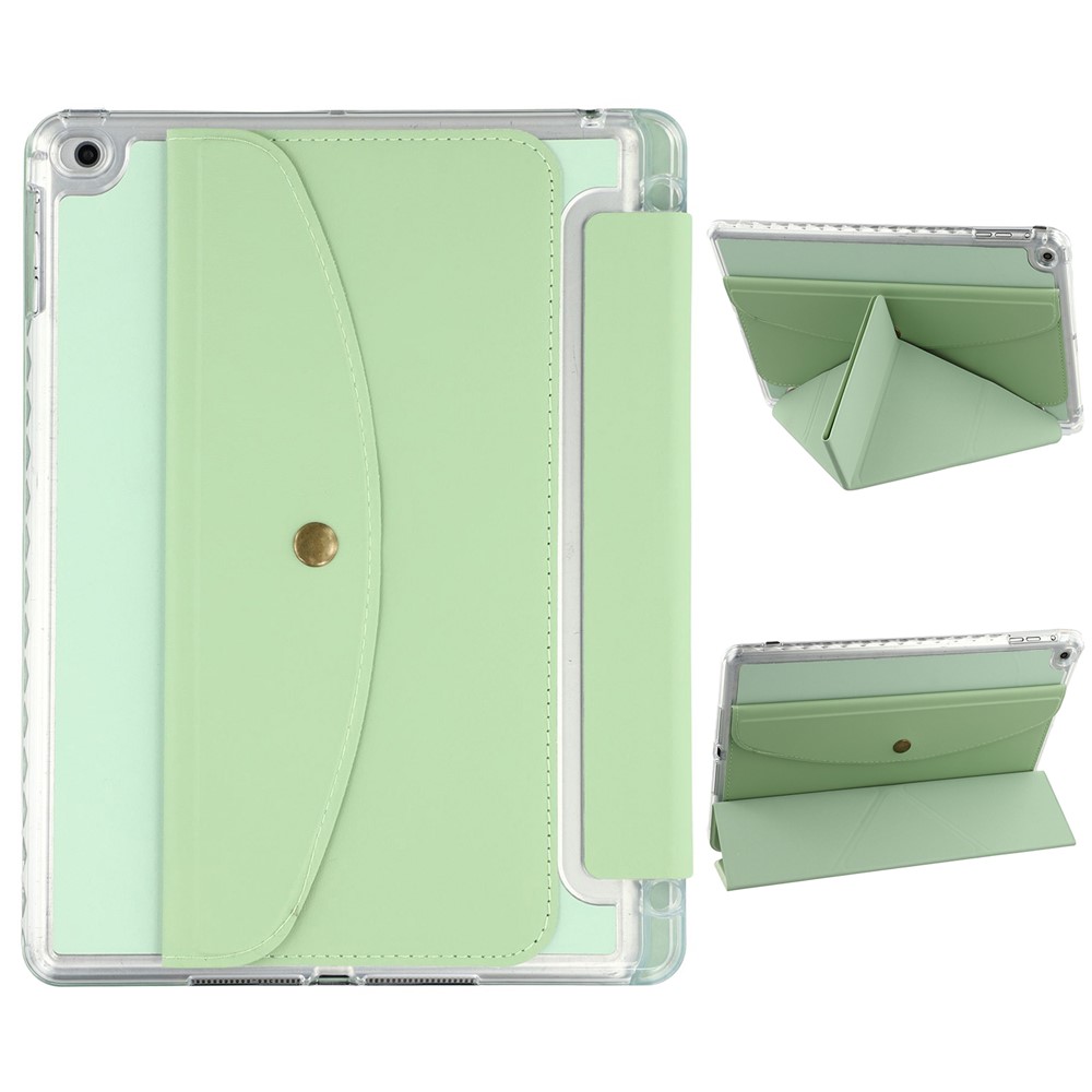 Smart Tablet Case For iPad 9.7-inch (2018) / (2017) / Air 2 / Air (2013) Origami Stand Wallet PU Leather Cover with Pencil Slot - Green