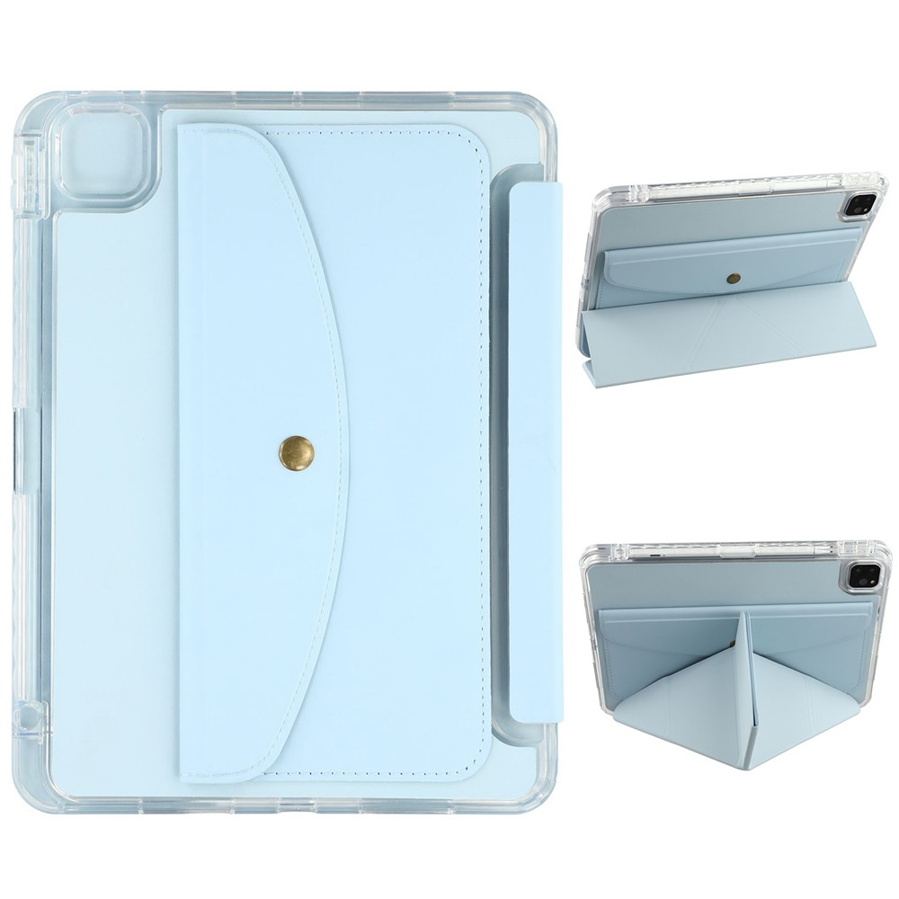 For iPad Pro 11 (2025) / 11 (2024) Case Origami Stand Wallet PU Leather Smart Tablet Cover with Pencil Slot - Blue