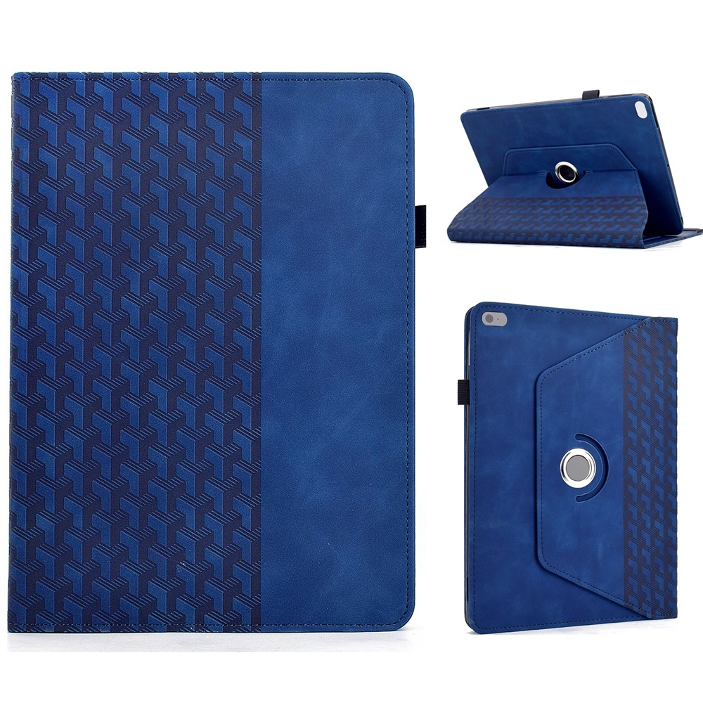 Tablet Case For iPad 9.7-inch (2018) / (2017) / Air 2 / Air (2013) Rotating Stand Building Block Imprinted Leather Cover - Blue