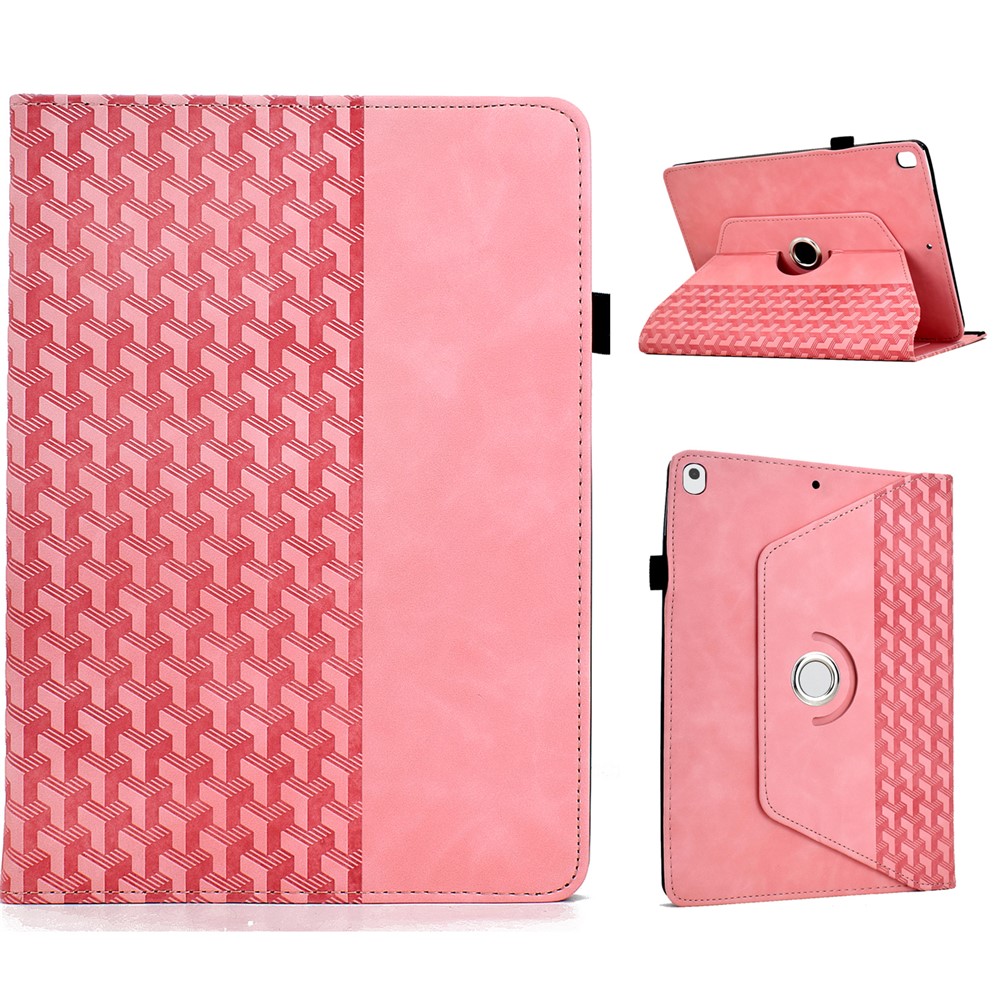 Tablet Case For iPad 10.2 (2020) / (2019) / Air 10.5 inch (2019) / Pro 10.5-inch (2017) Rotating Stand Building Block Imprinted Leather Cover - Pink