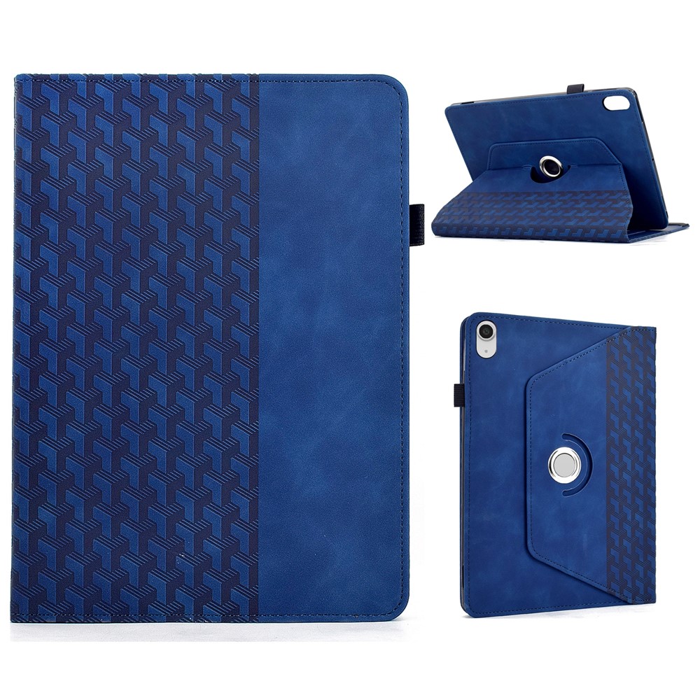 For iPad (2025)  /  10.9 (2022) Case Rotating Stand Building Block Imprinted Leather Tablet Cover - Blue