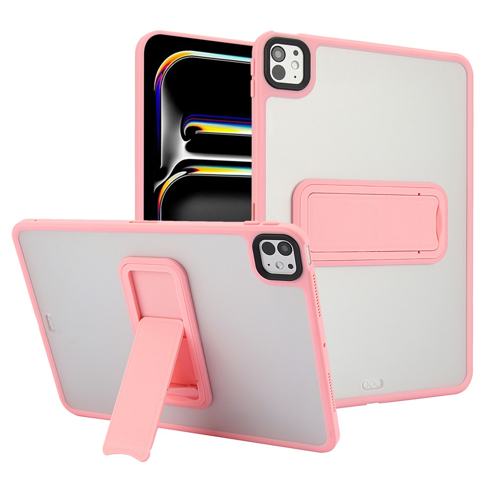 For iPad Pro 13 (2025) / 13 (2024) Case with Kickstand TPU + PC Skin-Touch Tablet Cover - Pink