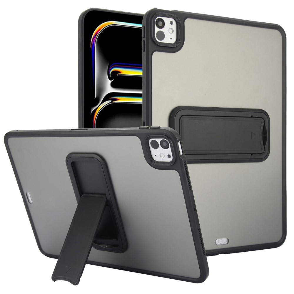 For iPad Pro 13 (2025) / 13 (2024) Case with Kickstand TPU + PC Skin-Touch Tablet Cover - Black
