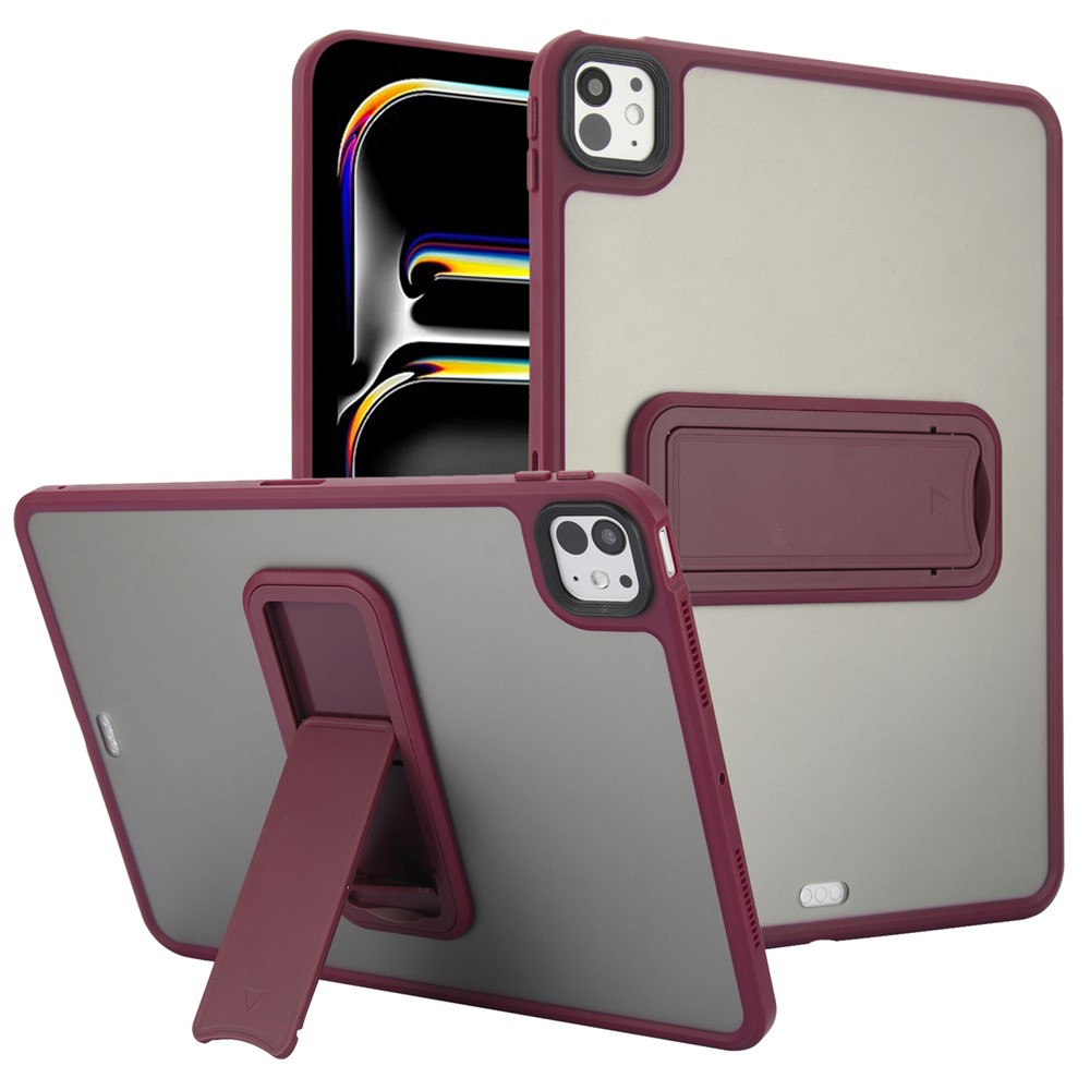 For iPad Pro 13 (2025) / 13 (2024) Case with Kickstand TPU + PC Skin-Touch Tablet Cover - Wine Red