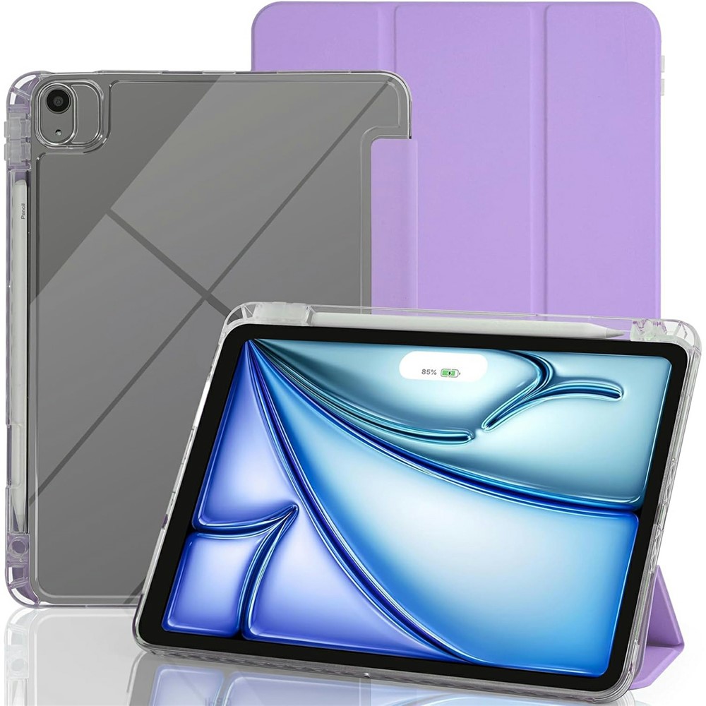 Tablet Case with Side Pencil Slot for iPad Air 11 (2025) / (2024) Acrylic + TPU + PU Leather Flip Cover - Purple