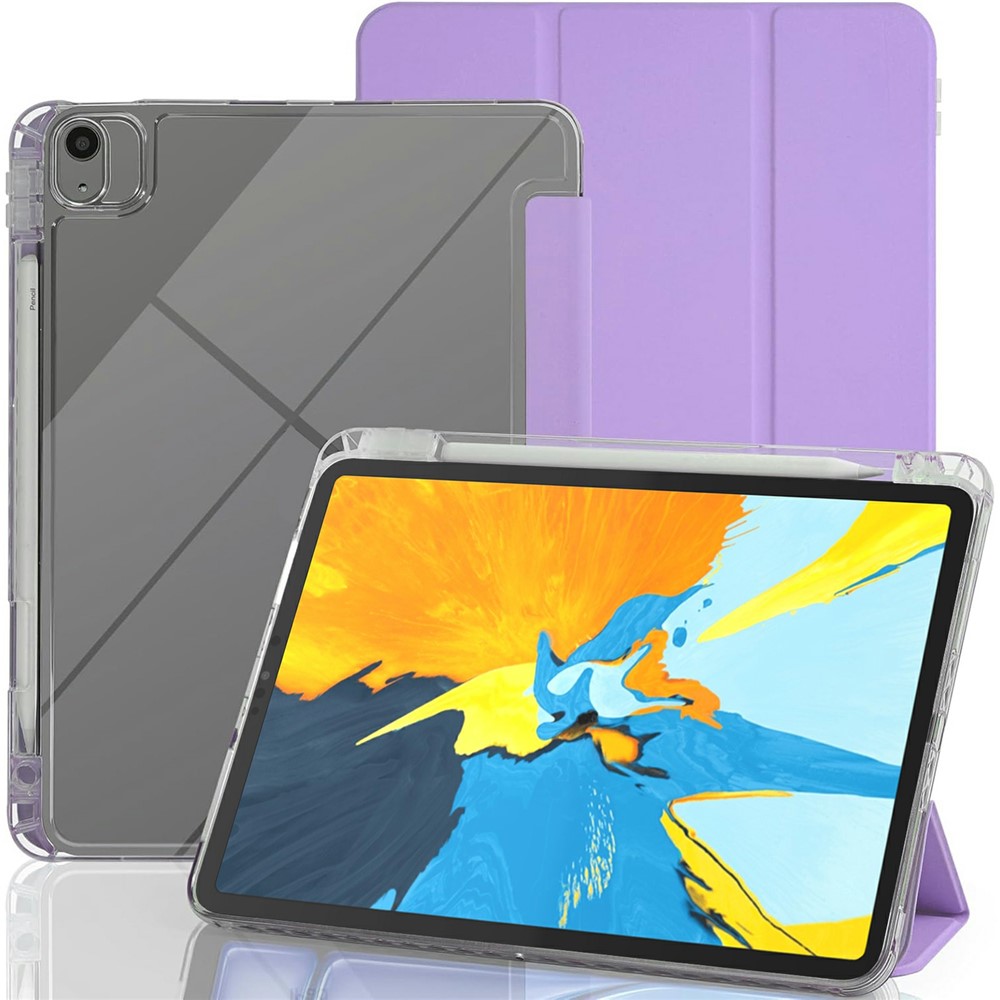 Tablet Case with Side Pencil Slot for iPad Pro 11 (2022) / (2021) / (2020) / (2018) Acrylic + TPU + PU Leather Flip Cover - Purple