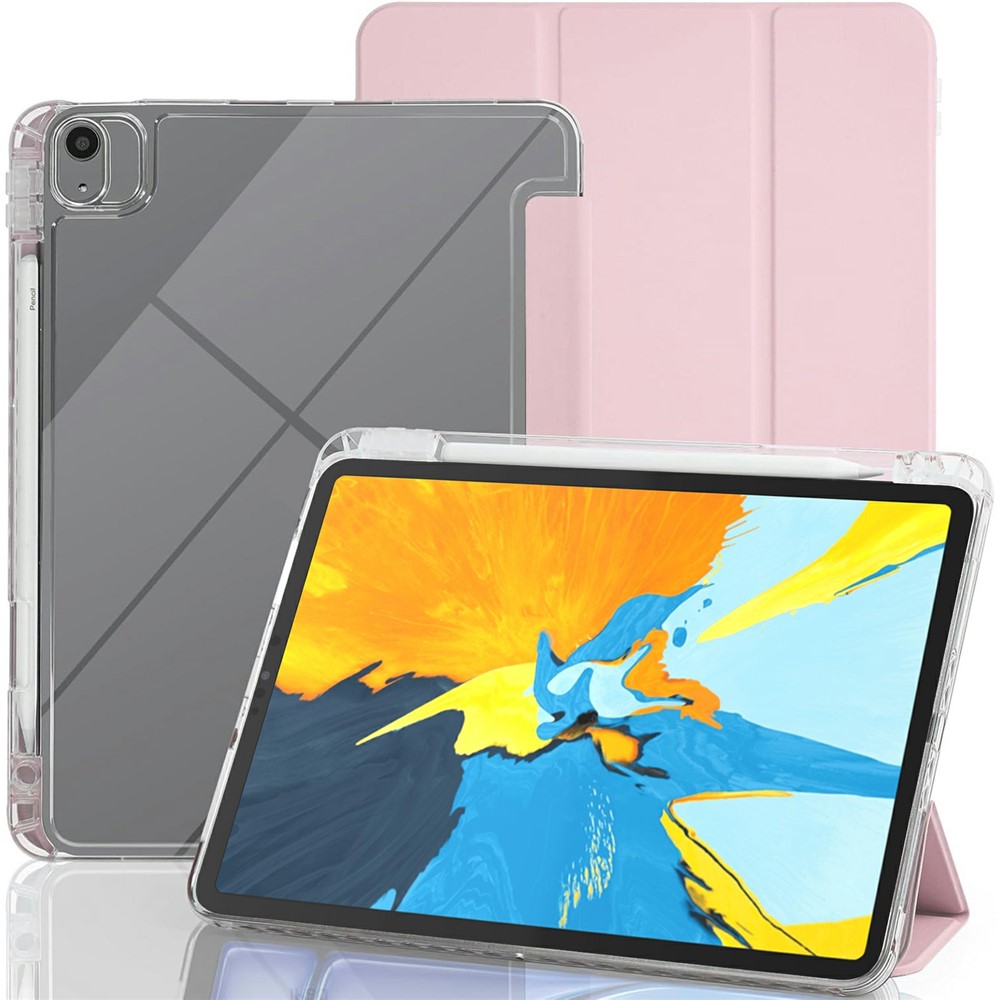 Tablet Case with Side Pencil Slot for iPad Pro 11 (2022) / (2021) / (2020) / (2018) Acrylic + TPU + PU Leather Flip Cover - Pink