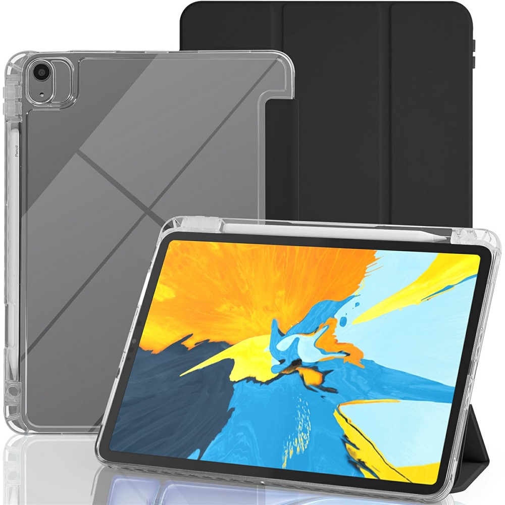 Tablet Case with Side Pencil Slot for iPad Pro 11 (2022) / (2021) / (2020) / (2018) Acrylic + TPU + PU Leather Flip Cover - Black