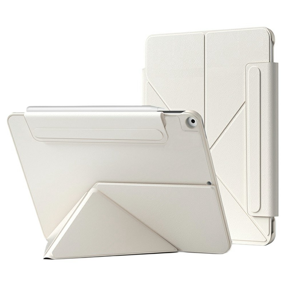 Smart Tablet Case For iPad 10.2 (2021) / (2020) / (2019) Double-Sided Magnetic Closure Leather Cover - White