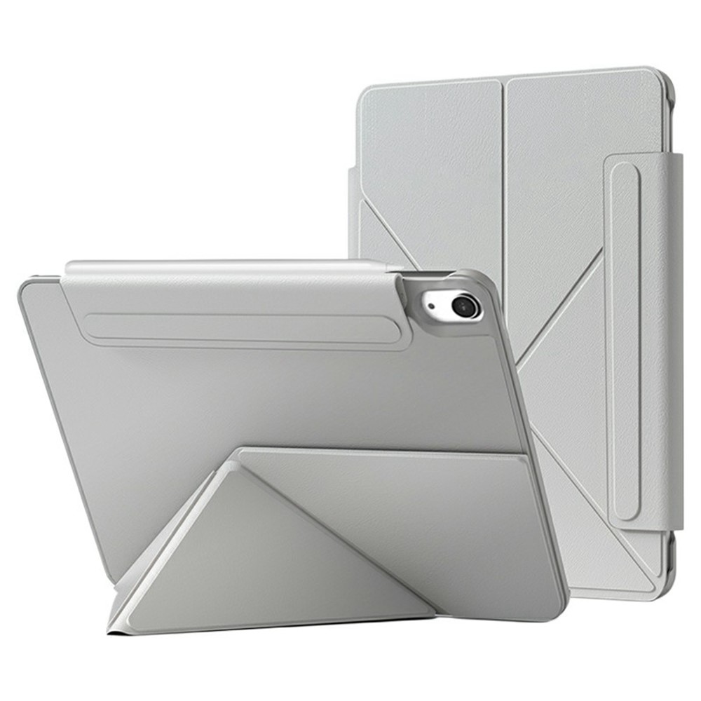 For iPad (2025) / iPad 10.9 (2022) Case Double-Sided Magnetic Closure Leather Smart Tablet Cover - Grey