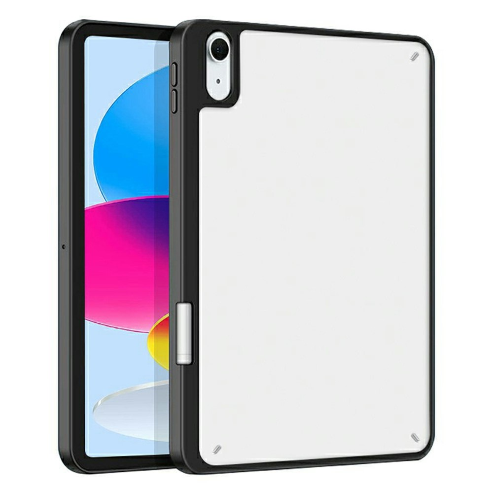 For iPad (2025) / iPad 10.9 (2022) Case Acrylic + PC Matte Tablet Cover with Pencil Holder - Black