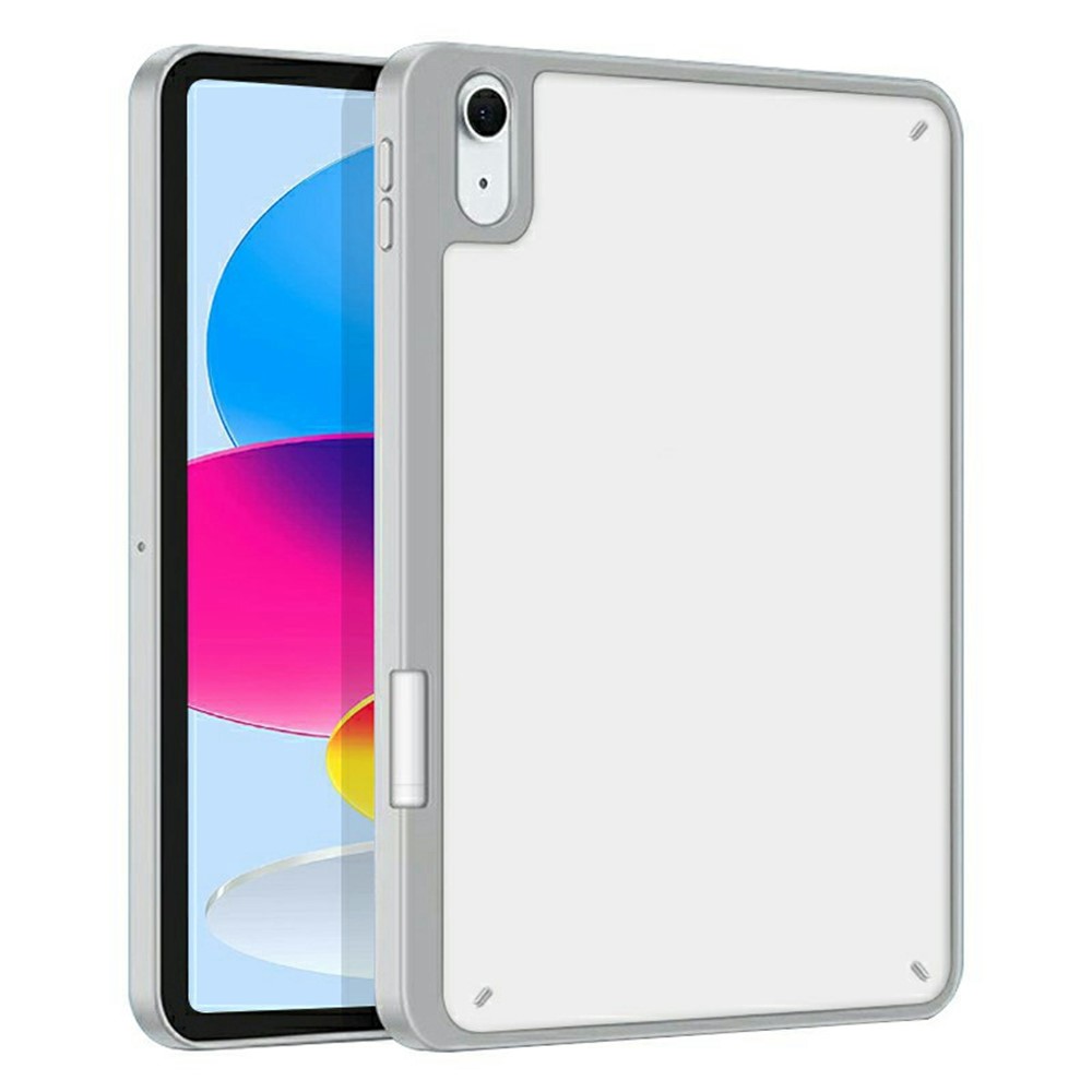 For iPad (2025) / iPad 10.9 (2022) Case Acrylic + PC Matte Tablet Cover with Pencil Holder - Grey