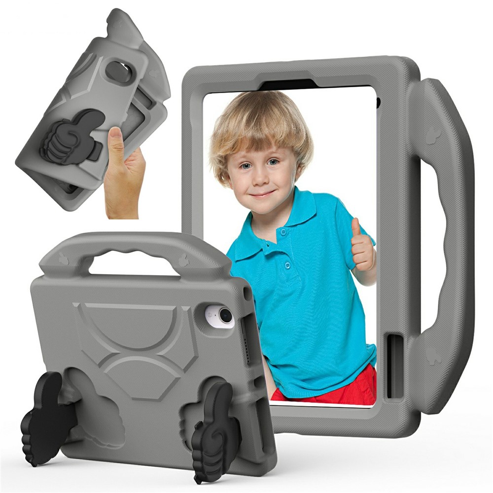 For iPad mini (2024)  /  (2021) Case Ultra-Soft EVA Thumb Kickstand Tablet Cover - Grey