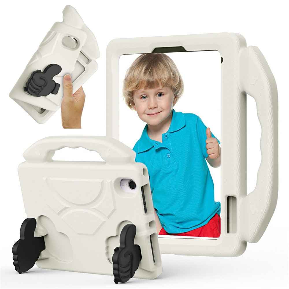 For iPad mini (2024)  /  (2021) Case Ultra-Soft EVA Thumb Kickstand Tablet Cover - White