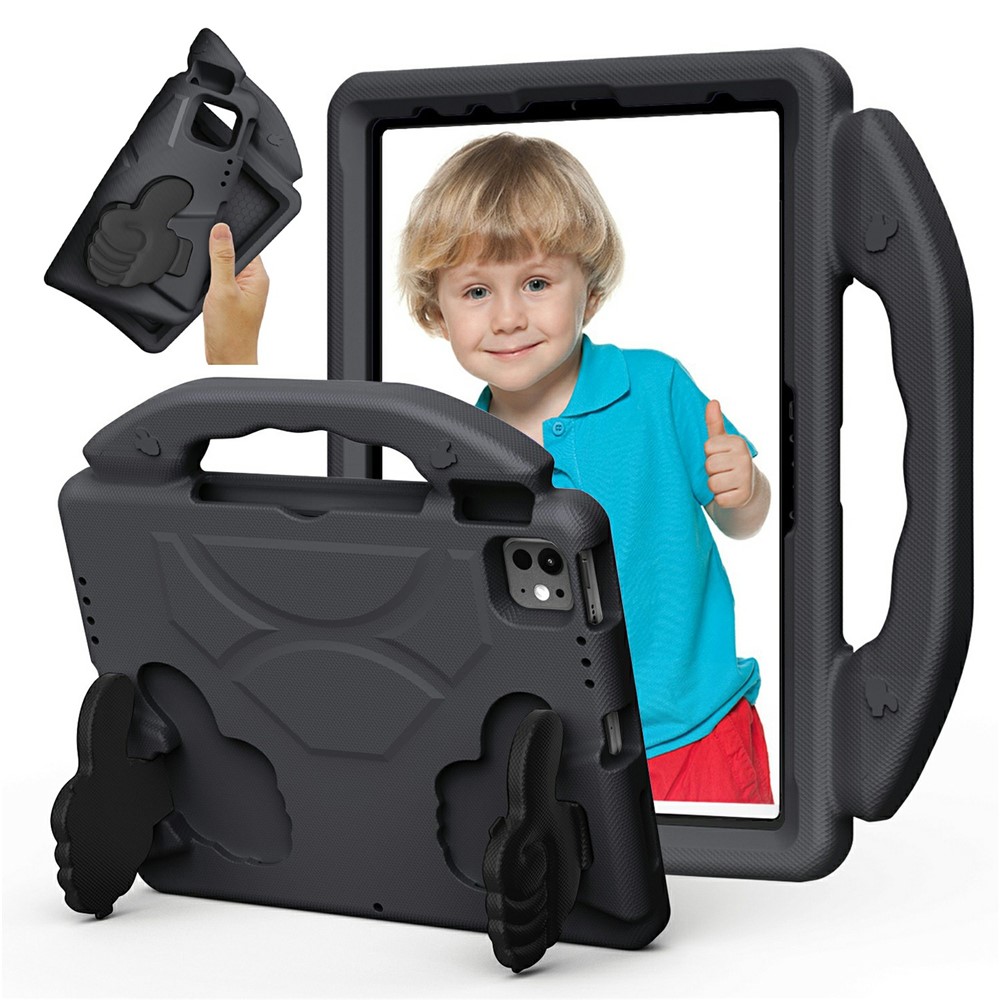 Ultra-Soft EVA Case For iPad Pro 11 (2025) / 11 (2024) / (2022) / (2020) / (2018) / Air (2022) / (2020) Thumb Kickstand Tablet Cover - Black