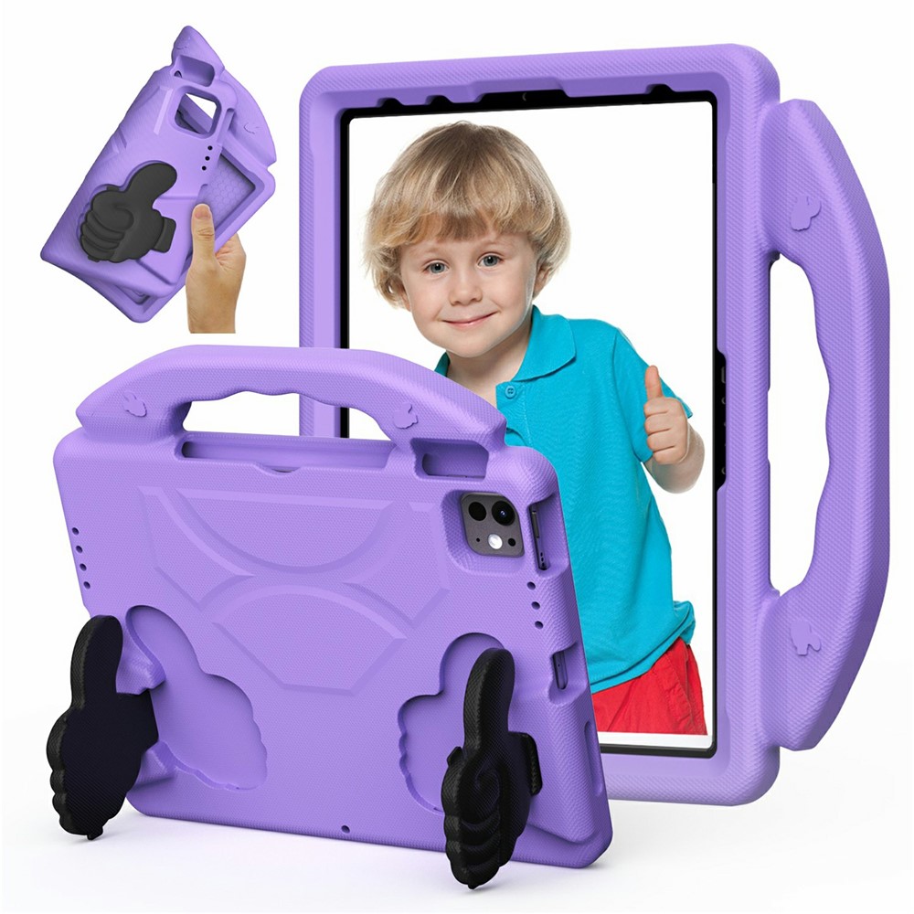 Ultra-Soft EVA Case For iPad Pro 11 (2025) / 11 (2024) / (2022) / (2020) / (2018) / Air (2022) / (2020) Thumb Kickstand Tablet Cover - Purple