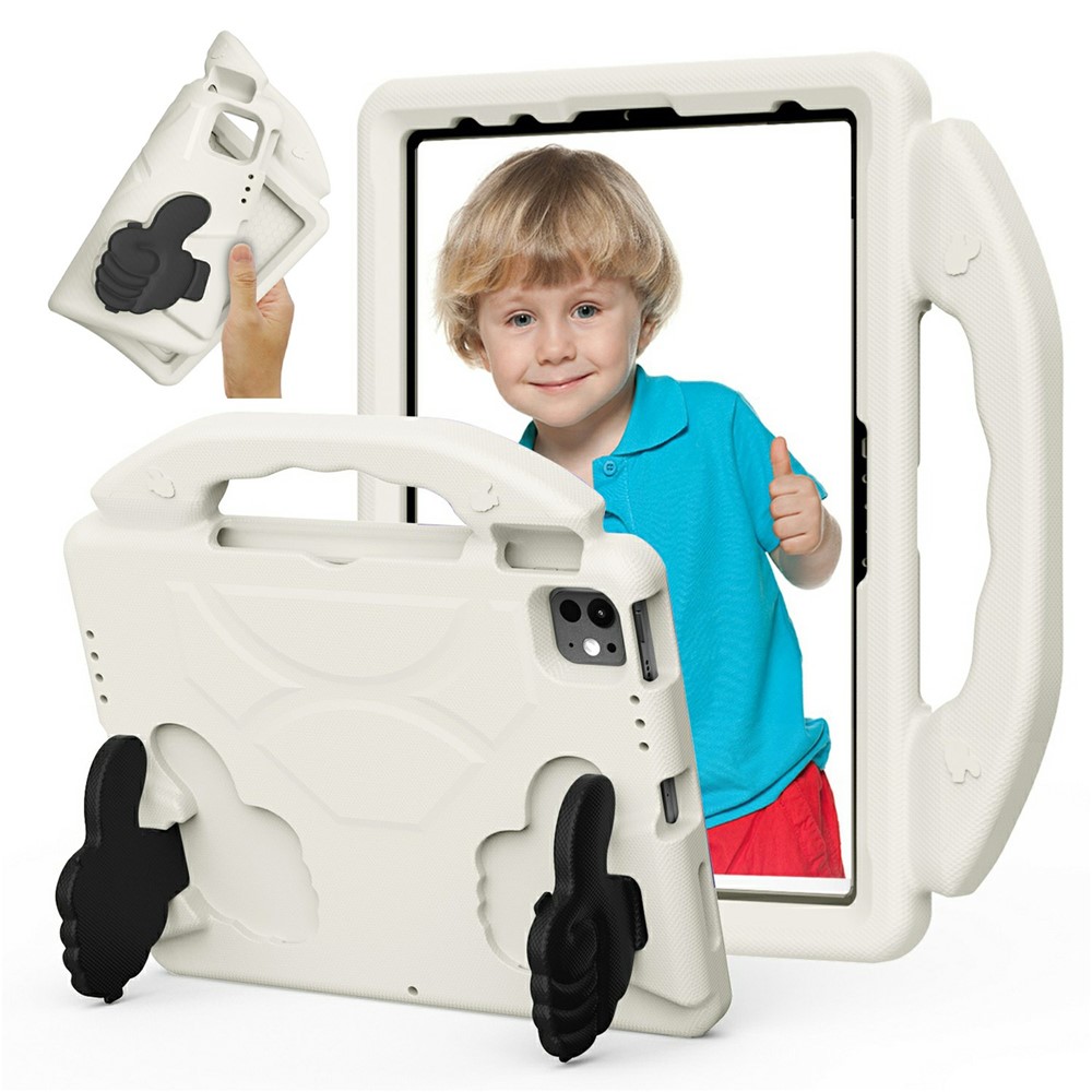 Ultra-Soft EVA Case For iPad Pro 11 (2025) / 11 (2024) / (2022) / (2020) / (2018) / Air (2022) / (2020) Thumb Kickstand Tablet Cover - White