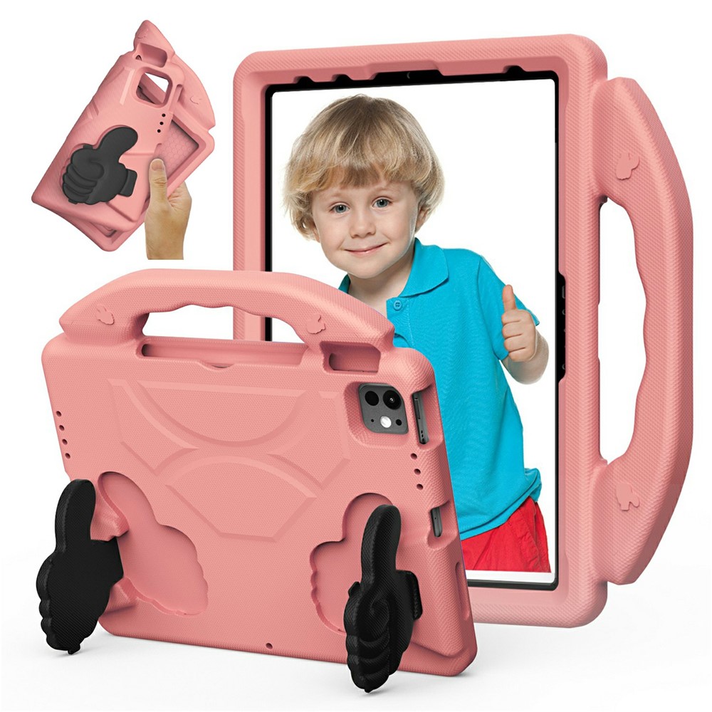 Ultra-Soft EVA Case For iPad Pro 11 (2025) / 11 (2024) / (2022) / (2020) / (2018) / Air (2022) / (2020) Thumb Kickstand Tablet Cover - Deep Pink