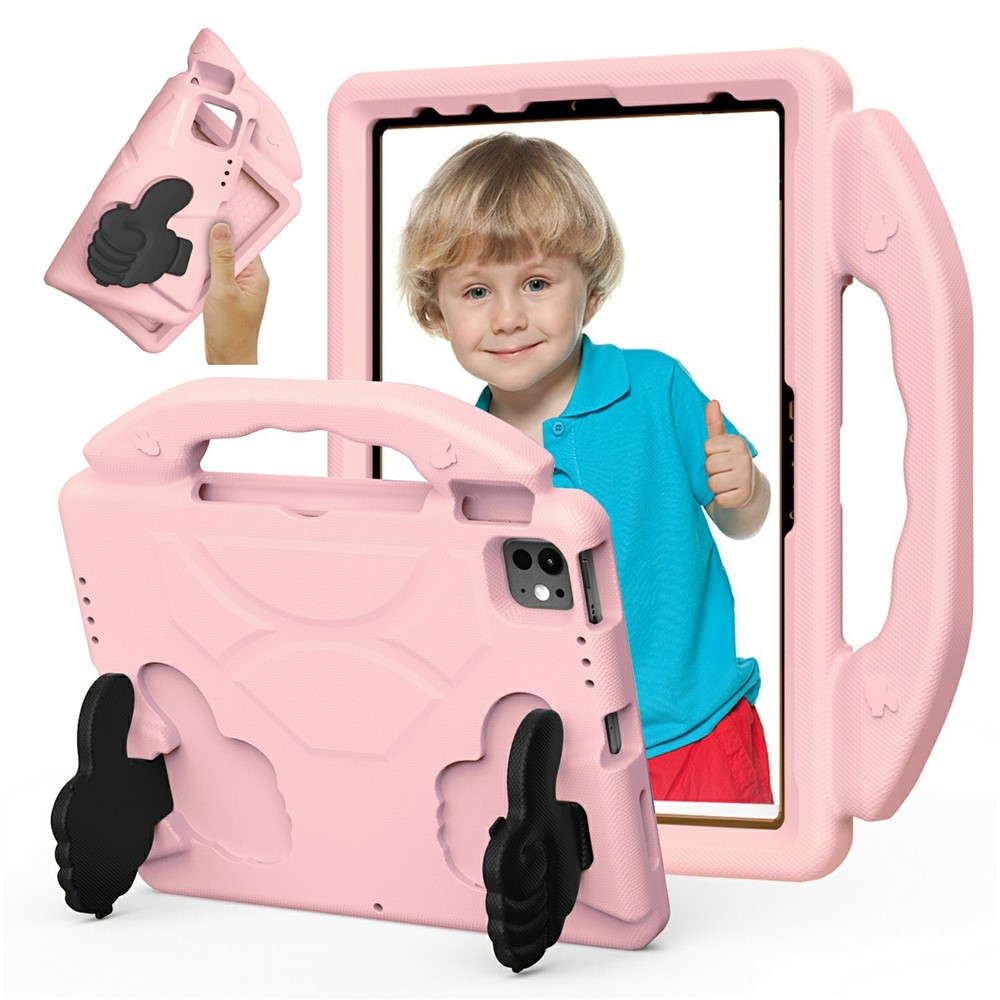 Ultra-Soft EVA Case For iPad Pro 11 (2025) / 11 (2024) / (2022) / (2020) / (2018) / Air (2022) / (2020) Thumb Kickstand Tablet Cover - Pink