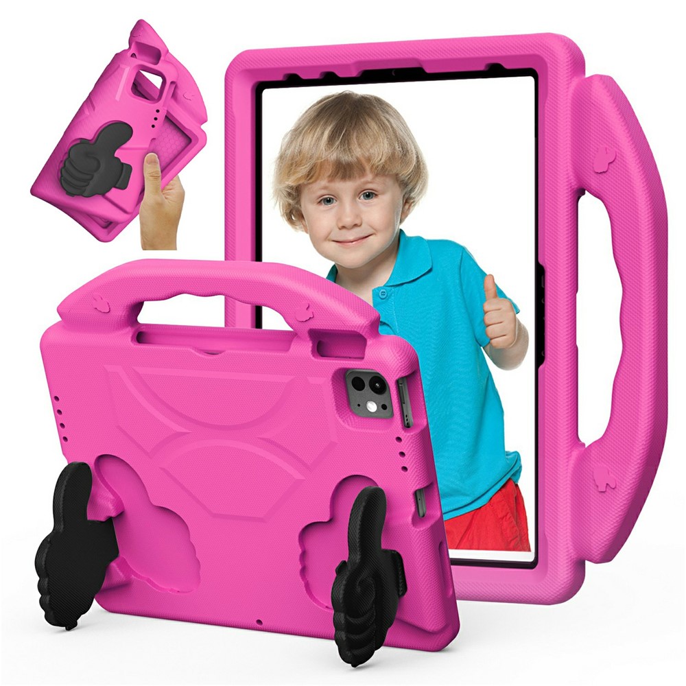 Ultra-Soft EVA Case For iPad Pro 11 (2025) / 11 (2024) / (2022) / (2020) / (2018) / Air (2022) / (2020) Thumb Kickstand Tablet Cover - Rose